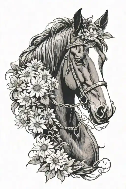 Chestnut Mare With Daisy Chain Crown Made