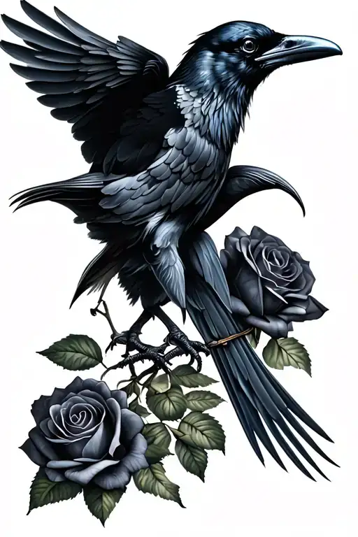 Raven And Roses