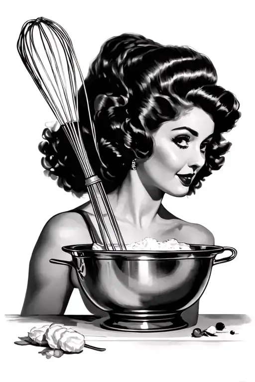 Pin-up Mother With Mixing Bowl And Whisk