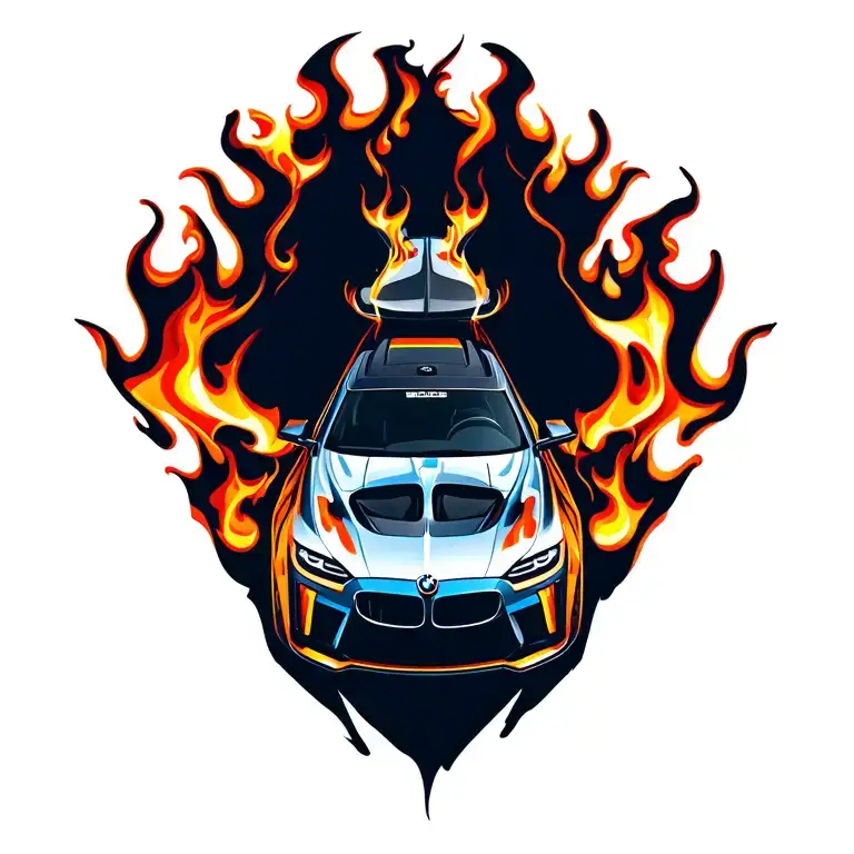 Logo Bmw Car Front Flames