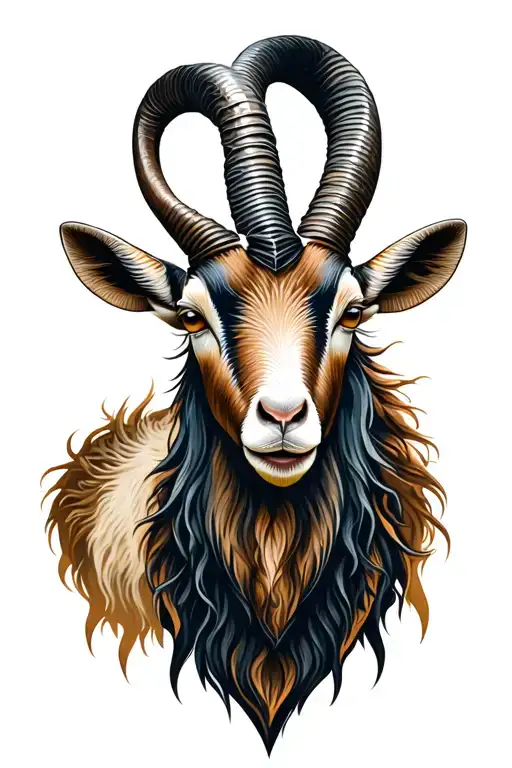 Capricorn Goat Tattoo Design Combining Elements