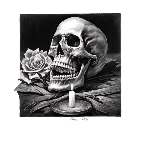Skull With A Candle Below That Makes The Boucane