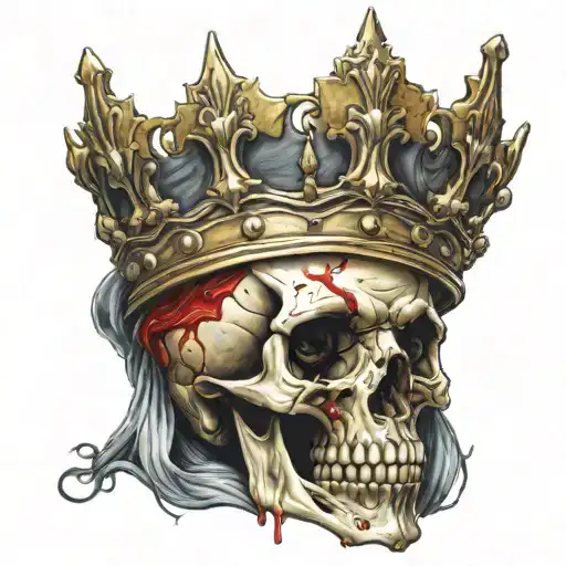 Suicide King Bloody Skull Wearing A Big Golden Crown