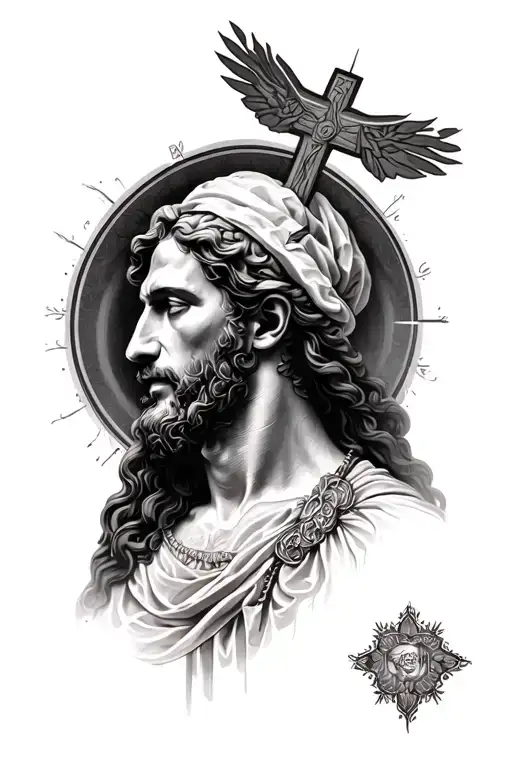 Full Back Christianity Tattoo Realistic Design