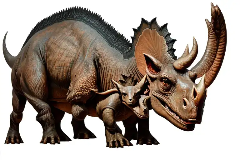 Triceratops Mom And Baby