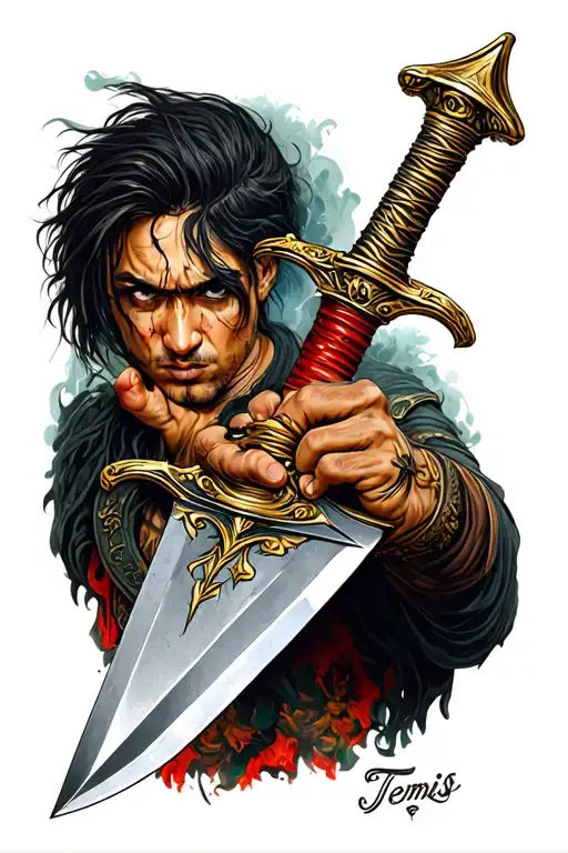 Temis Attacking With A Dagger