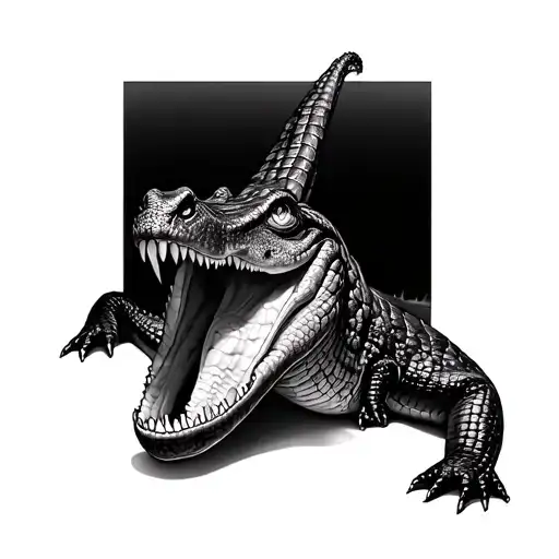 Crocodile Black White