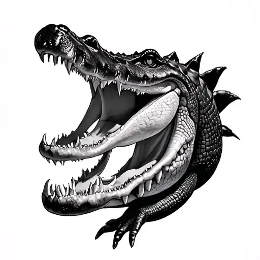 Crocodile Black White Side Pose