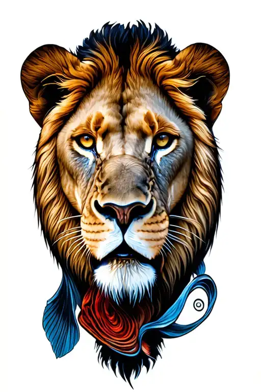 Fish And Head Of Lion Face