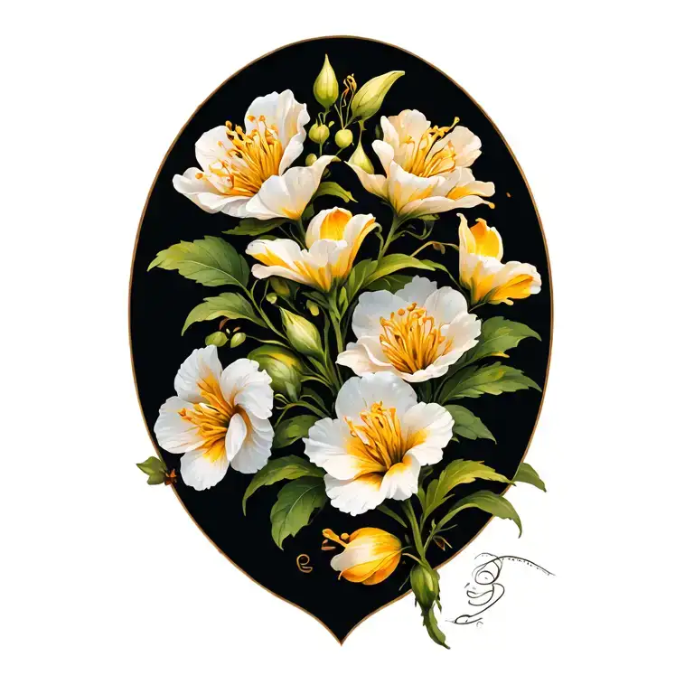 Honeysuckles And Flowers Growing And Wrapped