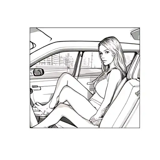 A Girl Sitting In A Car