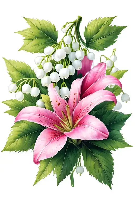 Hawthorn And Lily Of The Valley Flowers Intertwined