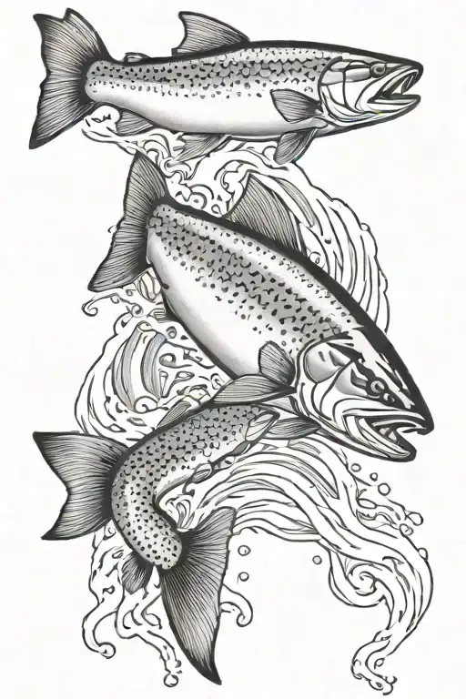 A Salmon That Is Breaking A Dam On A River With Northern Coastal Tribal Imagery