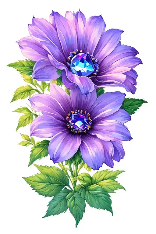Gem And Purple Flower