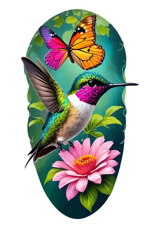 Hummingbird And Butterfly