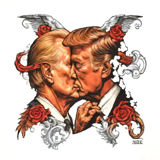 Donald Trump Kissing Vladimir Putin