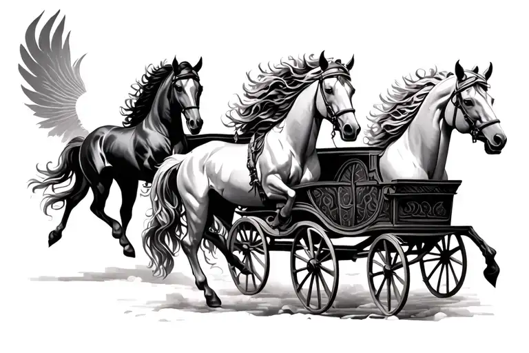 Helios With Horses On Carriage Running Black And White