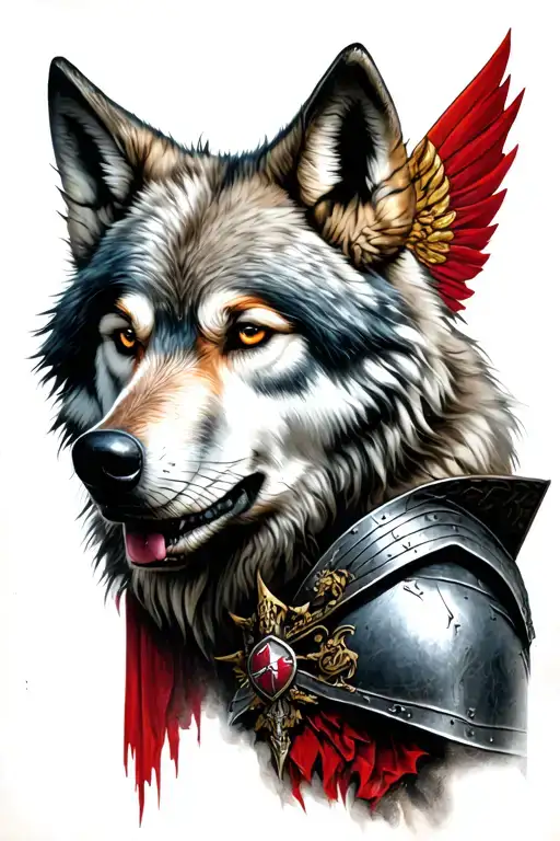 Templar Knight And A Wolf Head