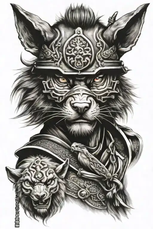 Samurai With Wolf Head