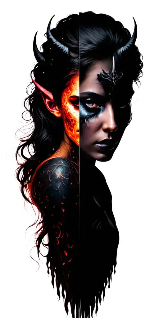 Half Demon Half Angel Woman's Face Morphing