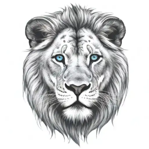 A Lions Head With Piercing Blue Eyes And A Scar Across One Eye