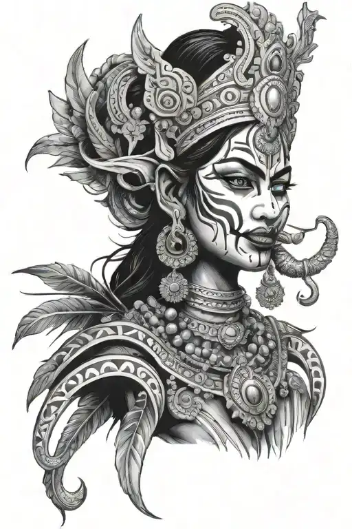 Goddess Kali Side Face With Tongue Coming Out