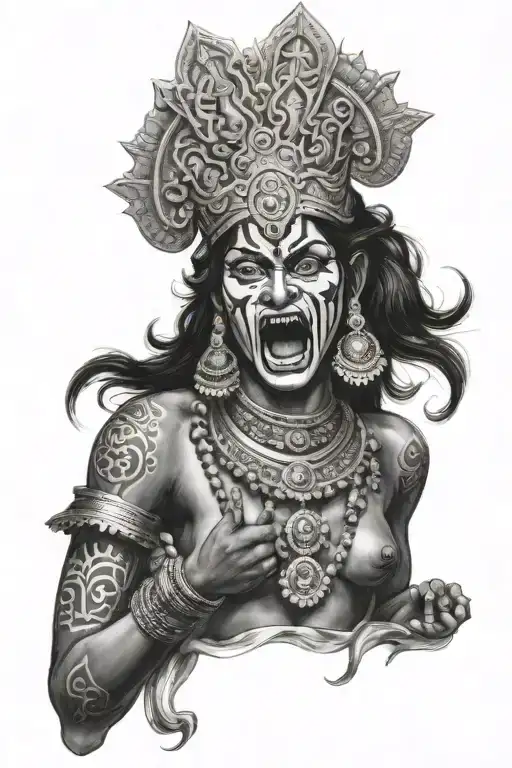Goddess Kali Side Face With Tongue Coming Out
