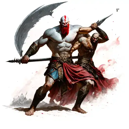 Kratos Vs Ares Battling Detailed 8K Realistic