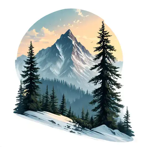 Mountain Scene With Trees