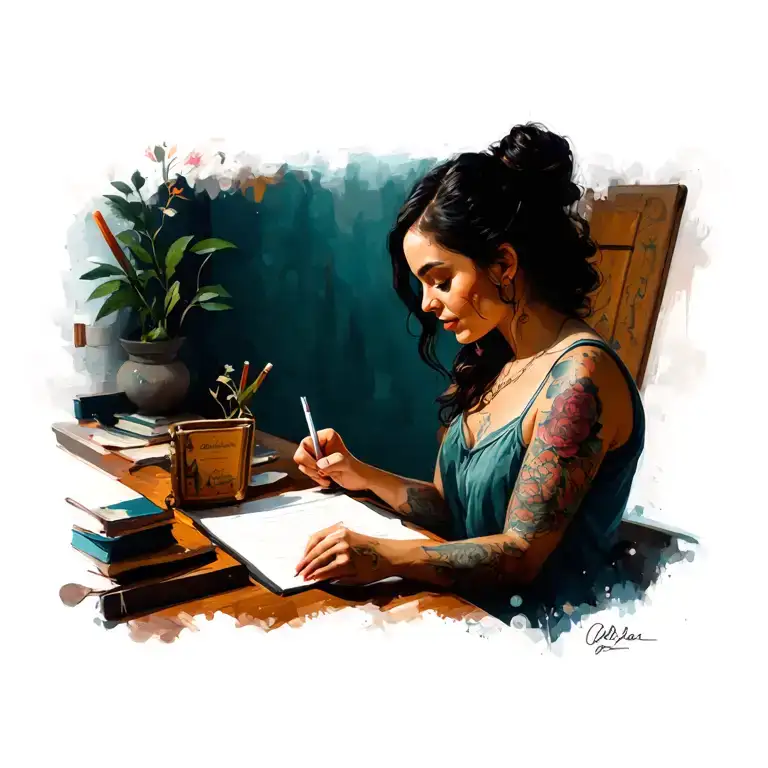 Rosa With Laura Writing