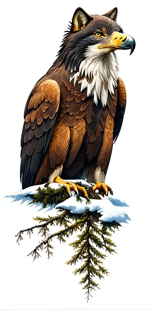Bald Eagle And Wolf Forest Background
