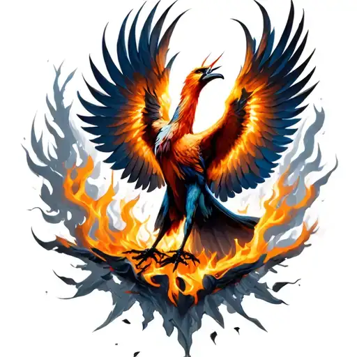Phoenix Rising From Ashes Symbolizing Overcoming Cancer