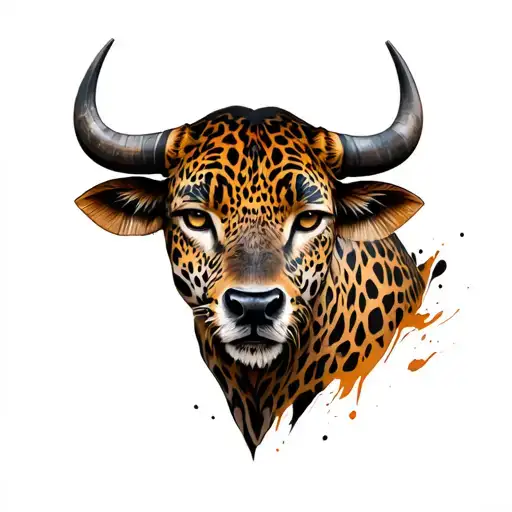 Taurus Bull And Leopard Head