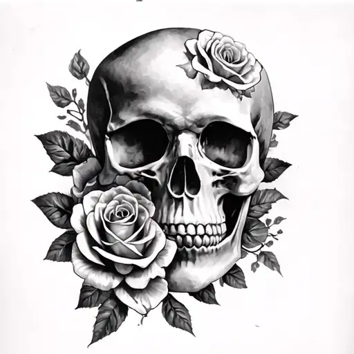 Skull And Roses Entwined