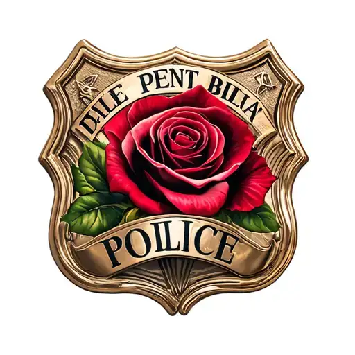 2 Photos Within Police Badge And Rose Intertwined