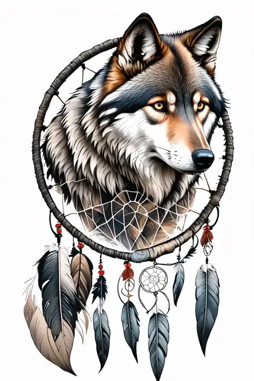 Dreamcatcher With A Wolf On Top