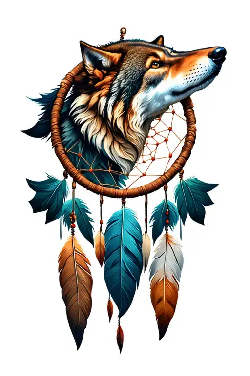 Dreamcatcher With A Wolf On Top