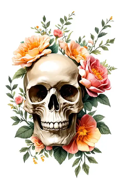Flowers And Skulls