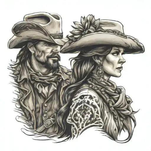 Matching Western Tattoos For Couples