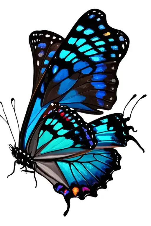 Blue Morpho Butterfly And Emerald Swallowtail Butterfly With Heart