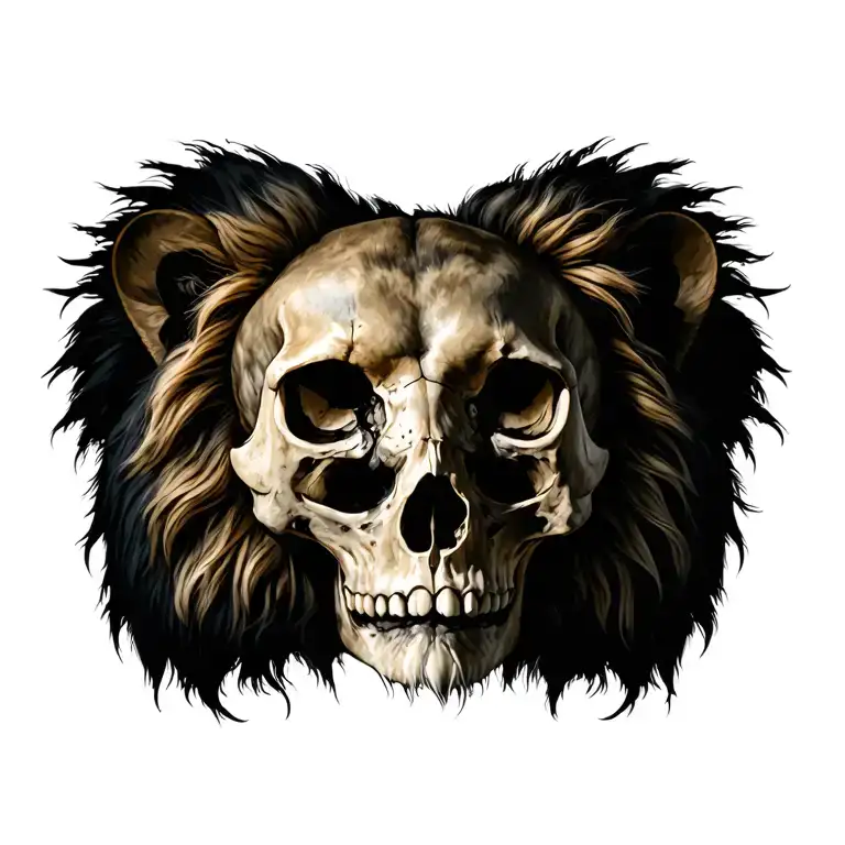 Lion And Skull Facing Inwards