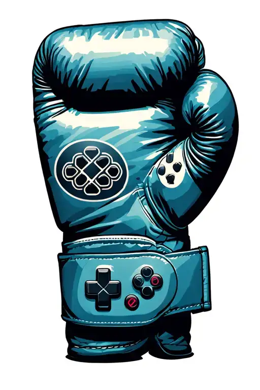A Minimalistic Design Of A Boxing Glove Intertwined With Gaming Controller Symbols