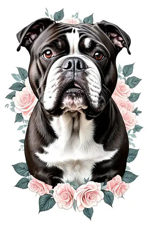 American Bully Dog Roses Mandala