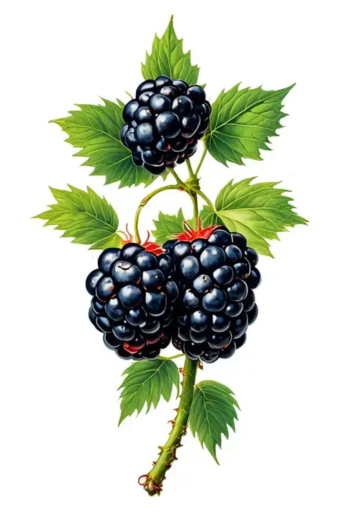 Blackberries Intertwined With Delicate