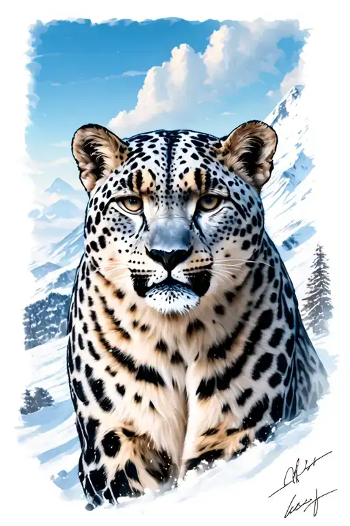 Snow Leopard In The Mountains