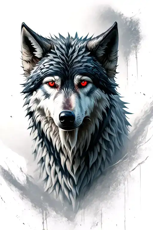 Ghost Direwolf From Game Of Thrones Stark Wolf White Completely With Red Eyes