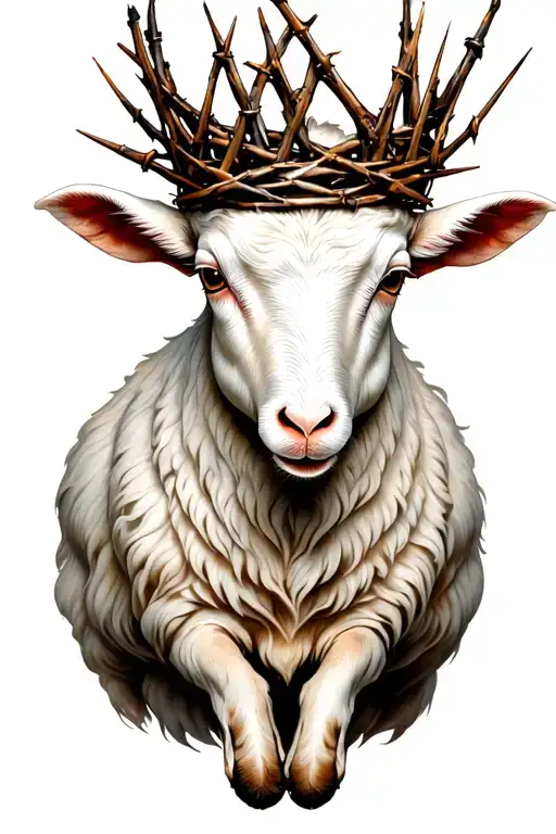 Lamb With Crown Made Of Thorns On Head