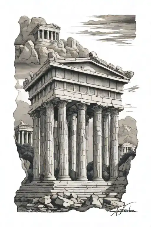 Greek Temple With Face