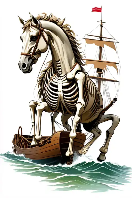Skeleton Horse Pulling The Sooner Schooner