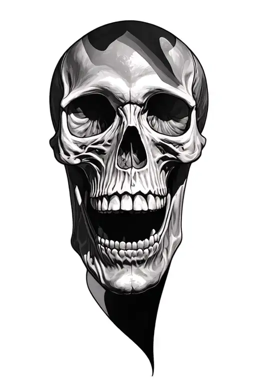 Skull Opened Jaw Black And White